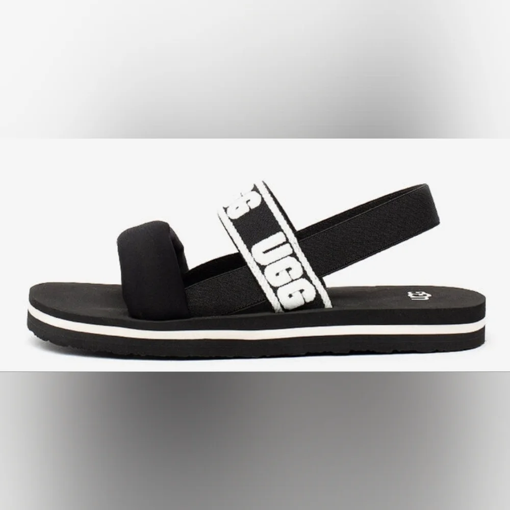 UGG Zuma Sling Black & White Logo Strap Toddler Sandals Size 7T MSRP $50